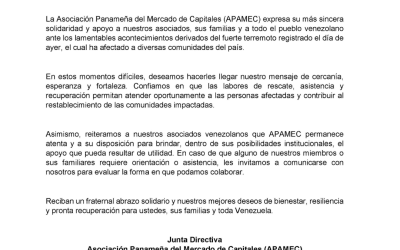 Comunicado de APAMEC | Expresión de solidaridad con nuestros asociados venezolanos